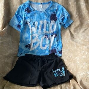 SHEIN Blue Tie-Dye "Wild Boy" Pajama Set